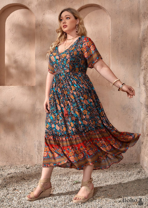 Boho Plus Size Aquarius Maxi Dress For Women